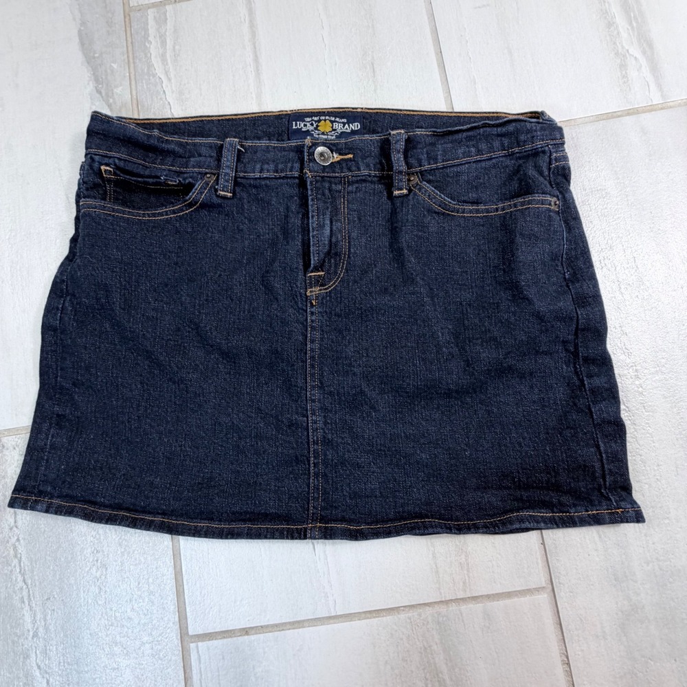 Lucky Brand Womens Denim Mini Skirt Dark Wash Blue Size 10/30 Jean Skirt